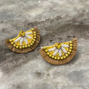 Stella & Dot Yellow and White Fan-Shaped Earrings